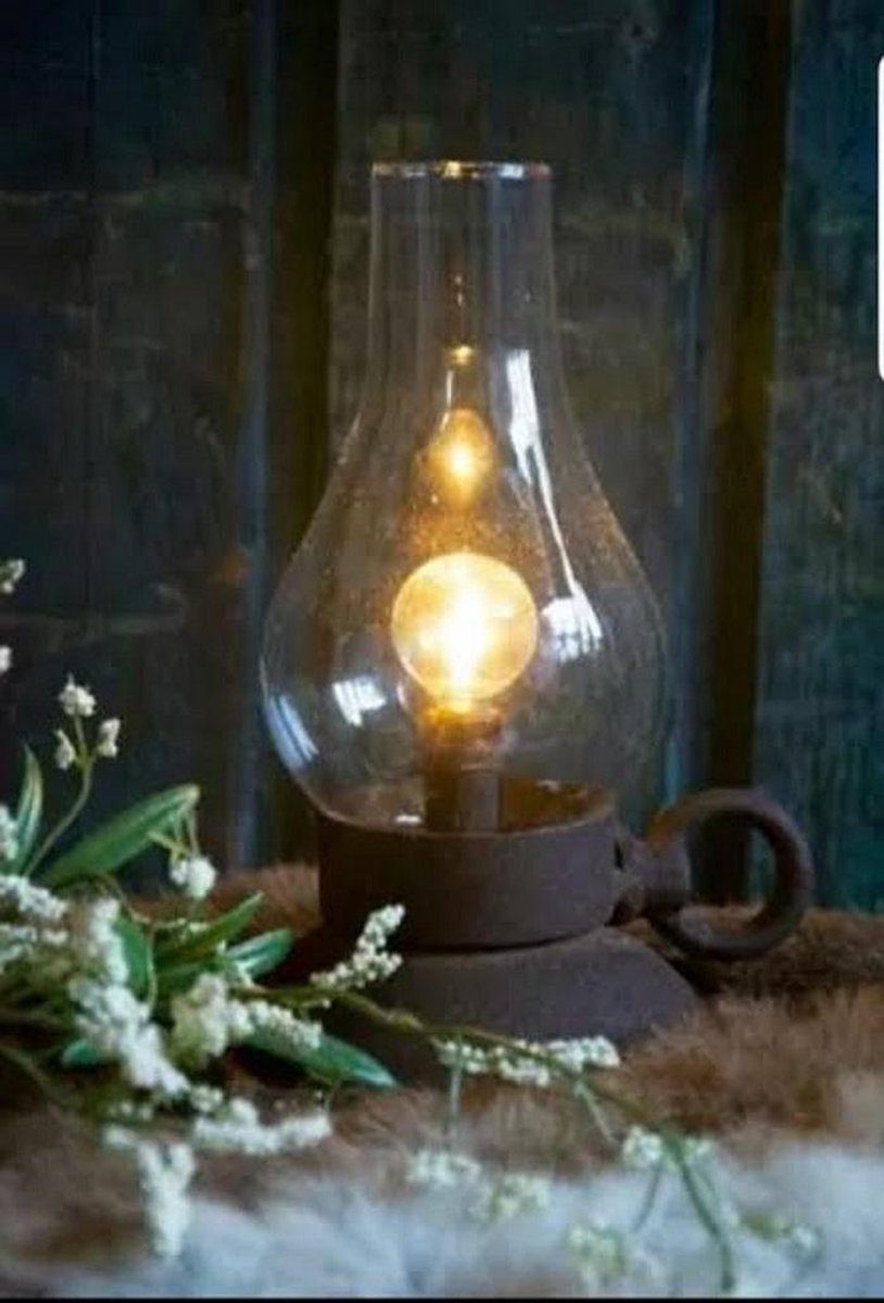 Countryfield - Olielamp roest - led - batterijen - met timer - L13B10,5H19,5CM - Afbeelding 3