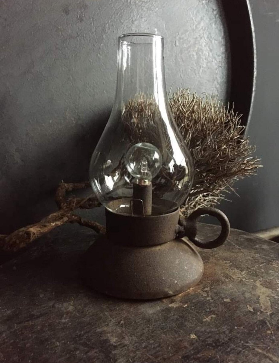 Countryfield - Olielamp roest - led - batterijen - met timer - L13B10,5H19,5CM - Afbeelding 2