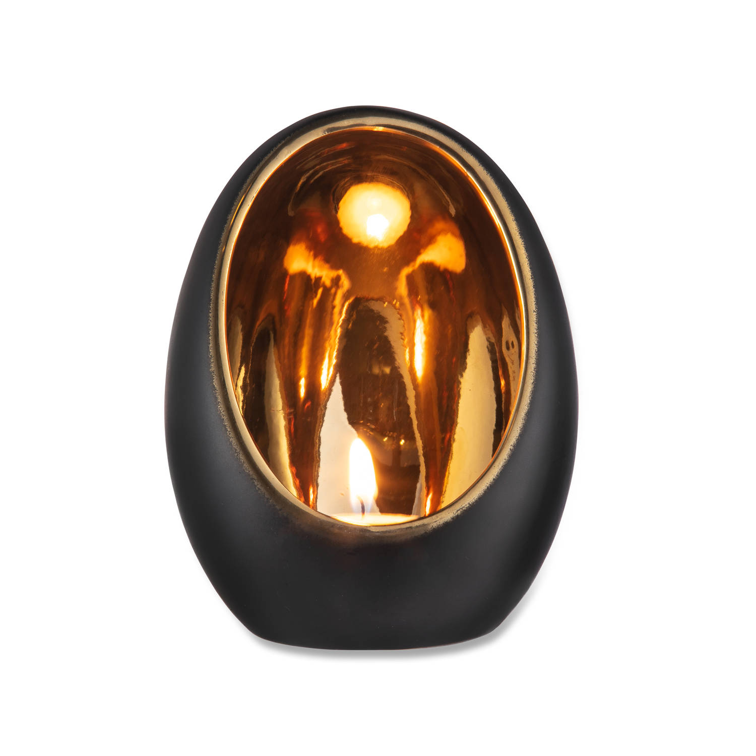 Waxinelichthouder Pim zwart/goud 11,5x15 cm - Afbeelding 2