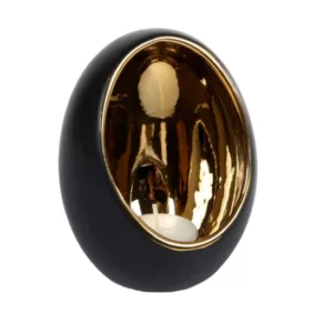 Waxinelichthouder Pim zwart/goud 11,5x15 cm